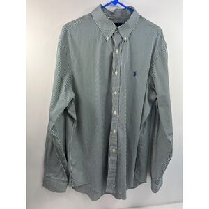 Polo Ralph Lauren Dress Shirt Men's Size XL Green /White Striped Long Sleeve